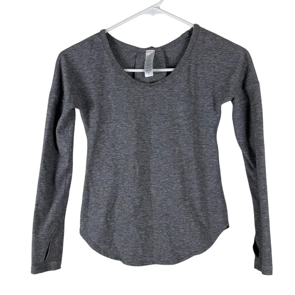 Ivivva by Lululemon Girls Size 7 Long Sleeve Top Gray Thumbholes Activewear